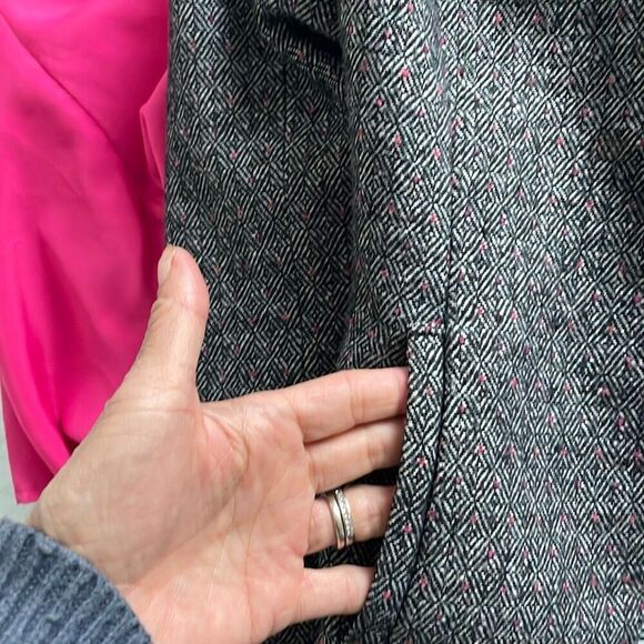 Chelsea28 (Nordstrom) Black Pink Accent Tweed Crop Open Front Blazer - Size S - Picture 10 of 14